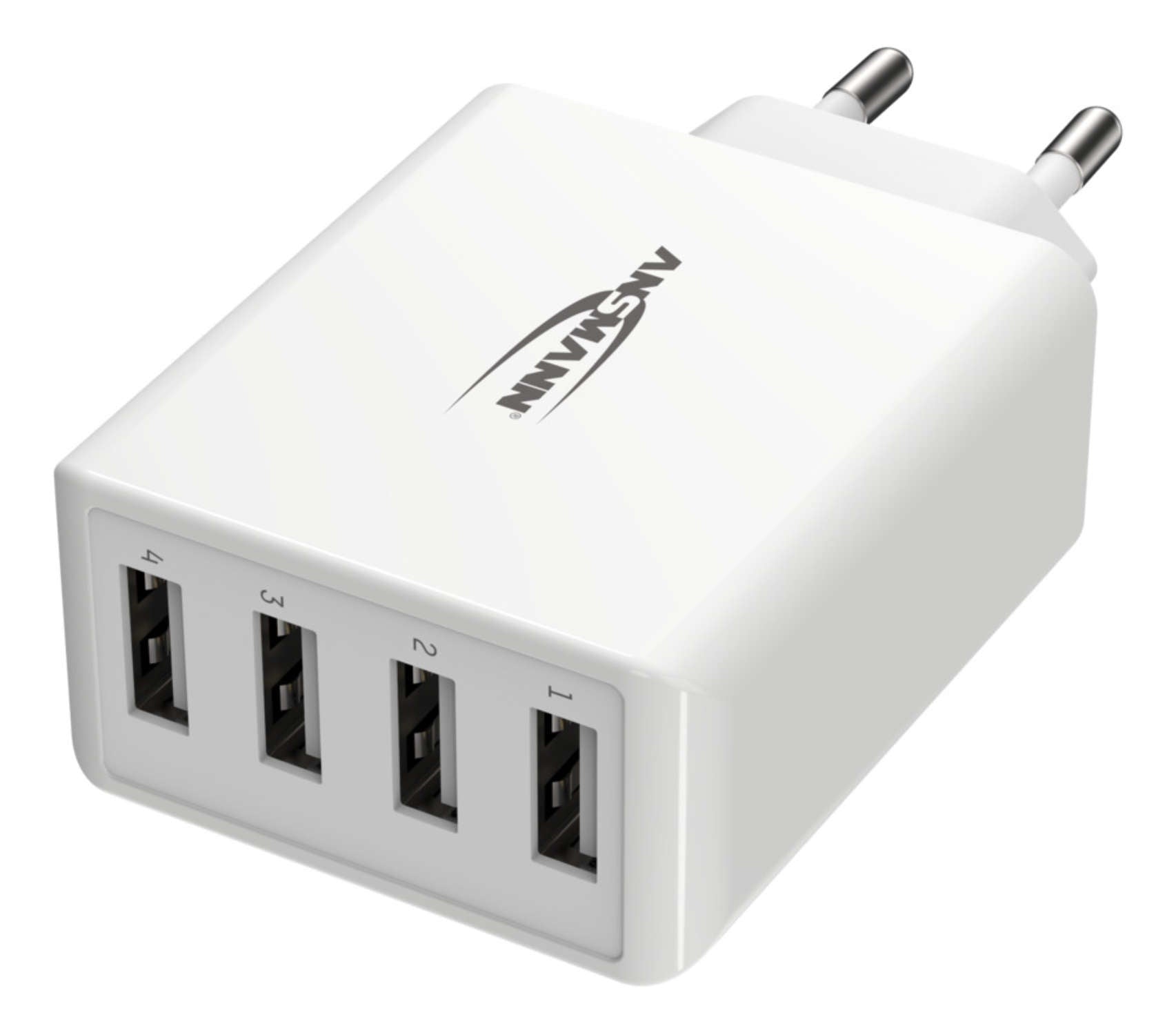 Ansmann Home Charger HC430 USB-Ladegerät 30 W – USB-A×4 – für Smartphones, Tablets u. Ä. – Weiss