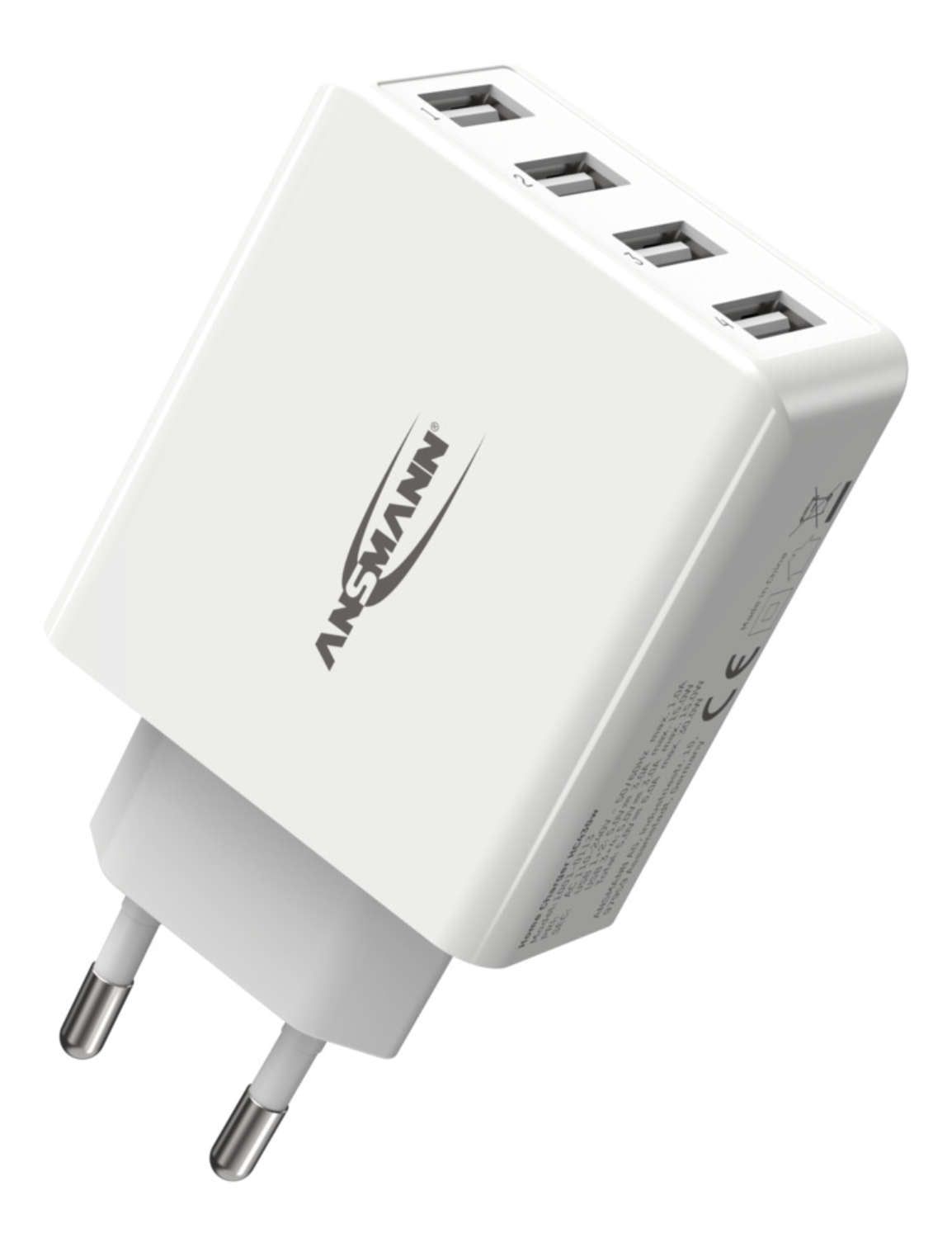 Ansmann Home Charger HC430 USB-Ladegerät 30 W – USB-A×4 – für Smartphones, Tablets u. Ä. – Weiss