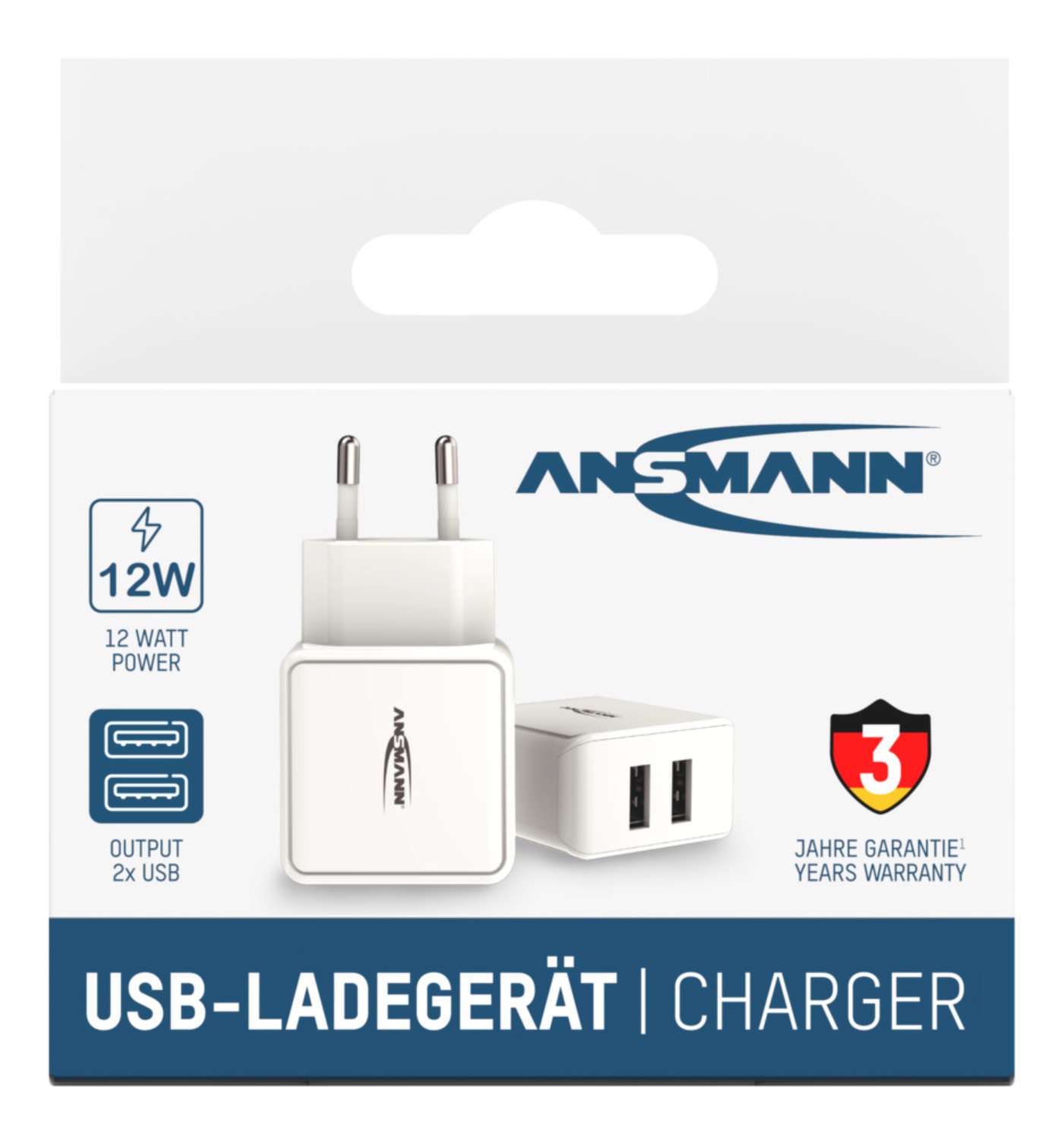 Ansmann HC212 USB-Ladegerät 12 W – USB-A×2 – Weiss