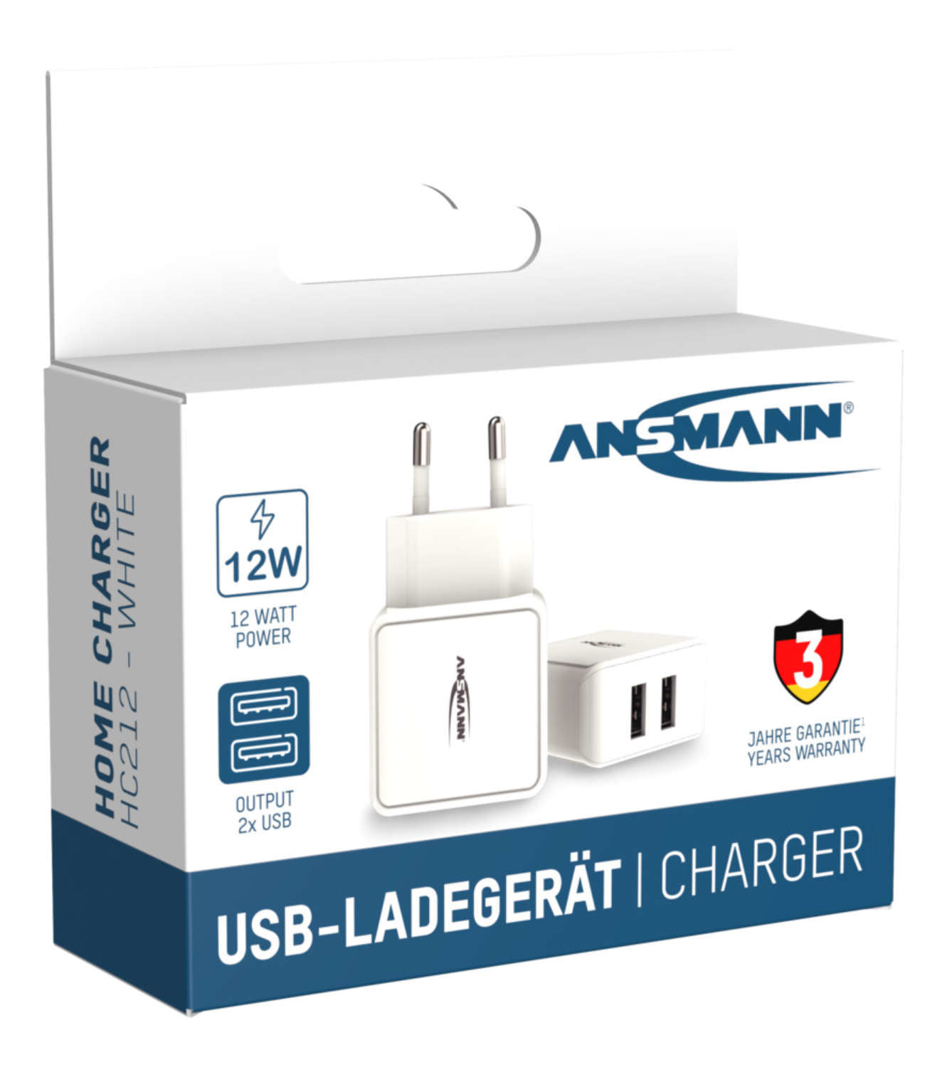 Ansmann HC212 USB-Ladegerät 12 W – USB-A×2 – Weiss
