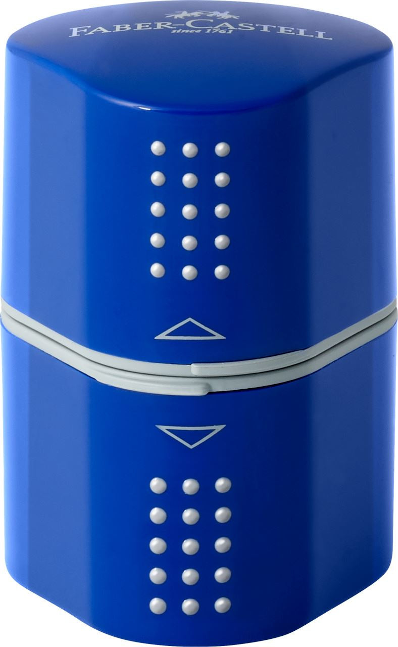 Faber-Castell Spitzer – manuell, 2-Loch, mit Behälter, für Blei- & Buntstifte Ø 8 & 10 mm, Kunststoff