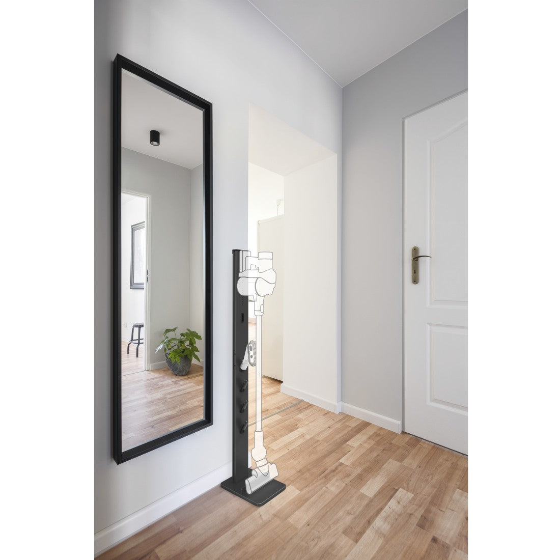 Xavax Andockstation – 22 × 29,5 × 128 cm, für Stabstaubsauger, Schwarz