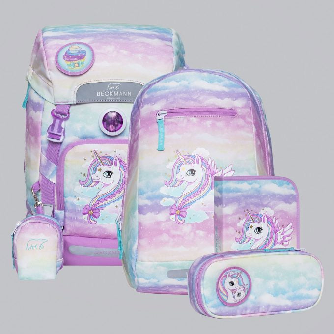 Beckmann Schulrucksack-Set – 6-teilig – Einhorn – mit Leuchteffekt