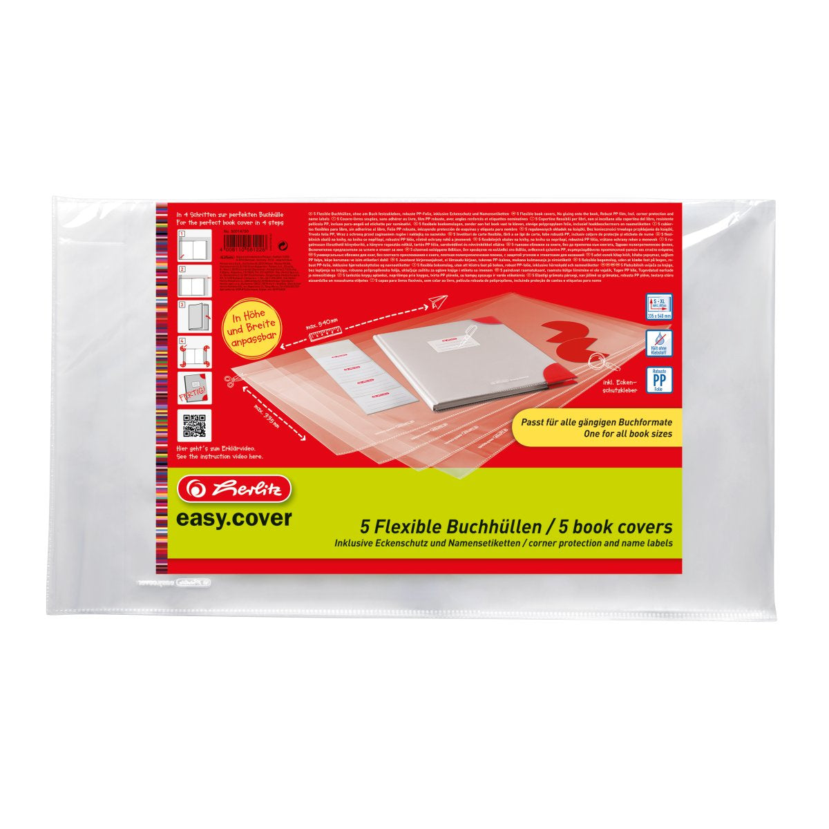 Herlitz Heftschoner 340 × 584 mm, PP, transparent – 5 Stück