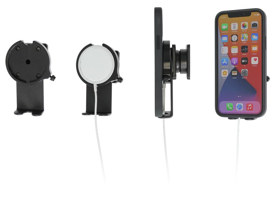 Brodit Auto-Halterung, Schraubbefestigung, 360° drehbar, neigbar – für iPhone 12–13 (MagSafe) – Schwarz