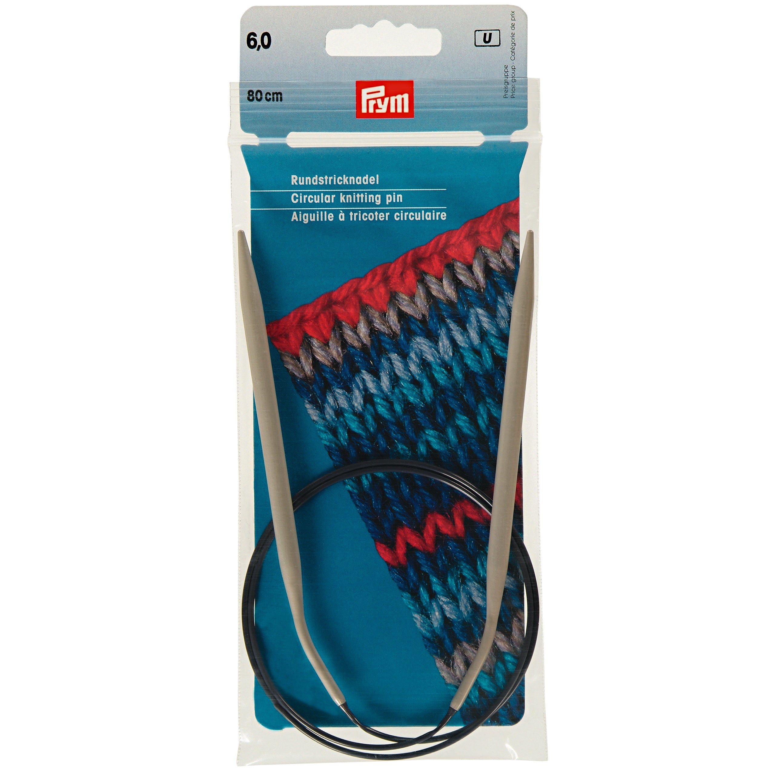 Prym 211309 Rundstricknadel Grau – 6 mm, 80 cm, Aluminium