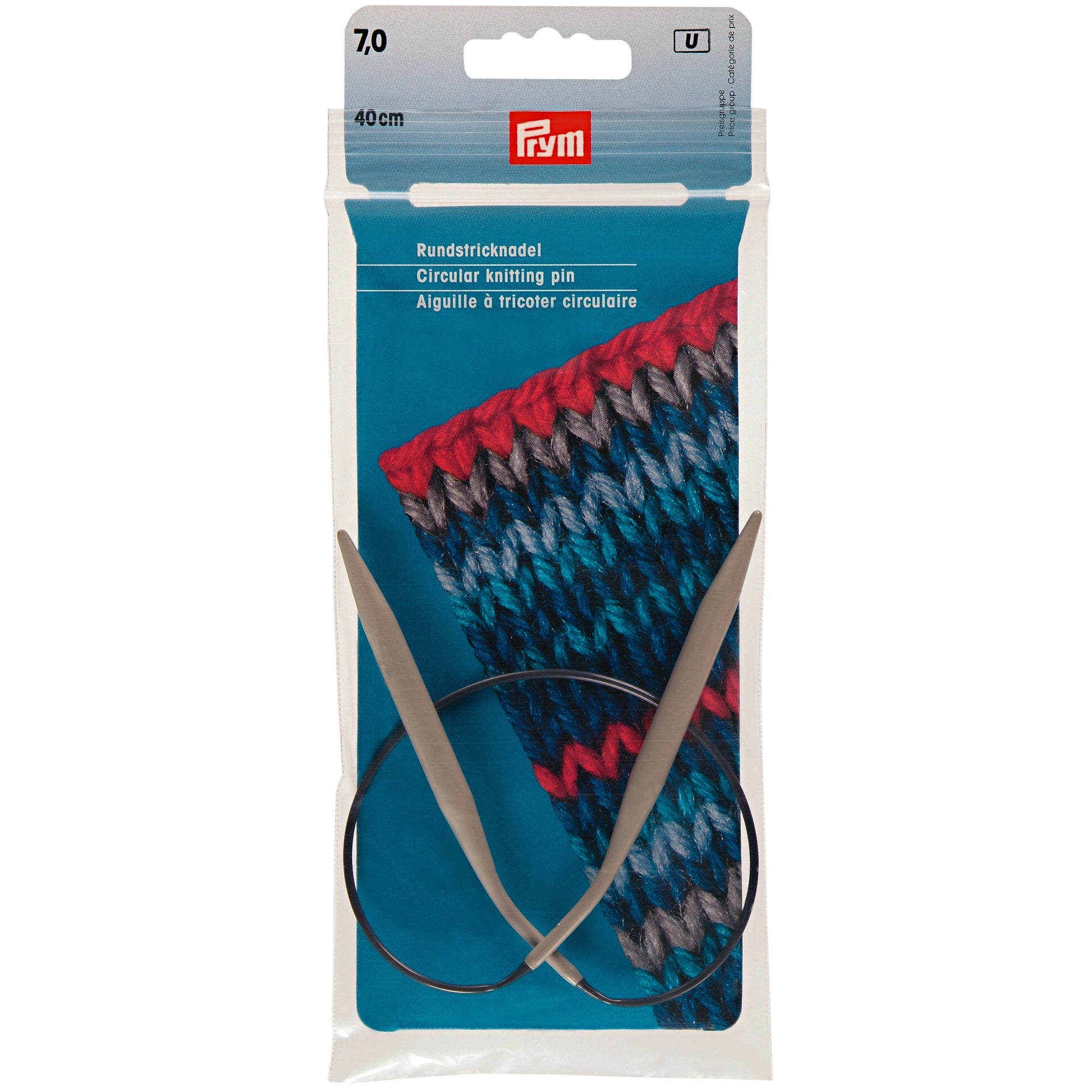 Prym Rundstricknadel Grau – Ø 7 mm, 40 cm, Aluminium