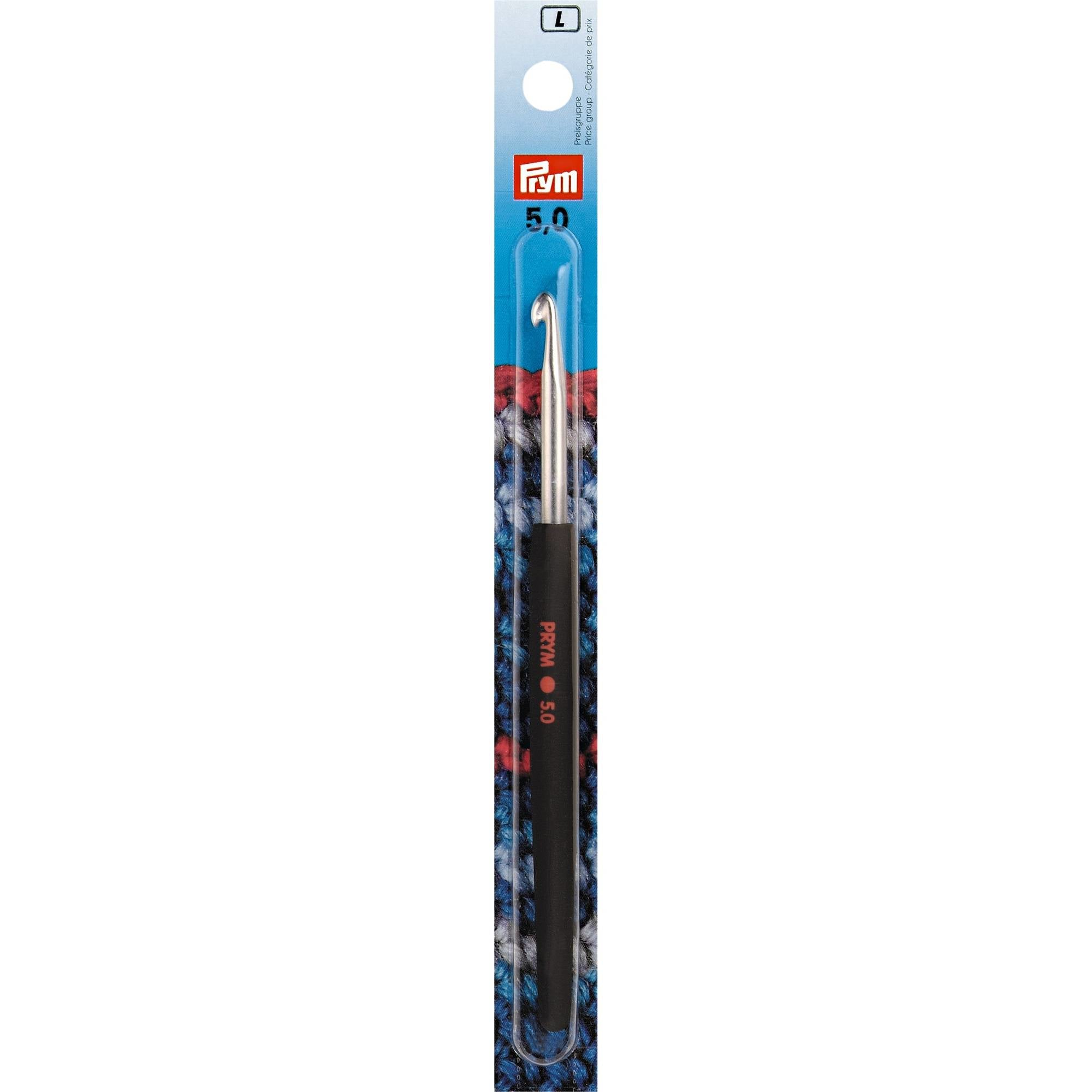 Prym Häkelnadel 6 mm Schwarz – 14 cm, Soft-Griff/Aluminium, 1 Stk.