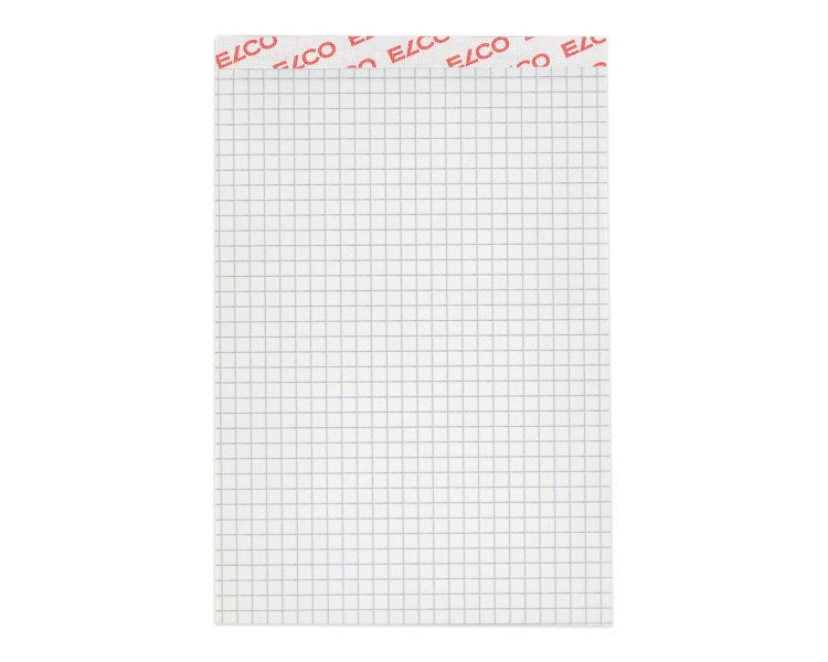 Elco Notizblock A6, kariert, geheftet, 100 Blatt, perforiert, 70 g/m² – weiss