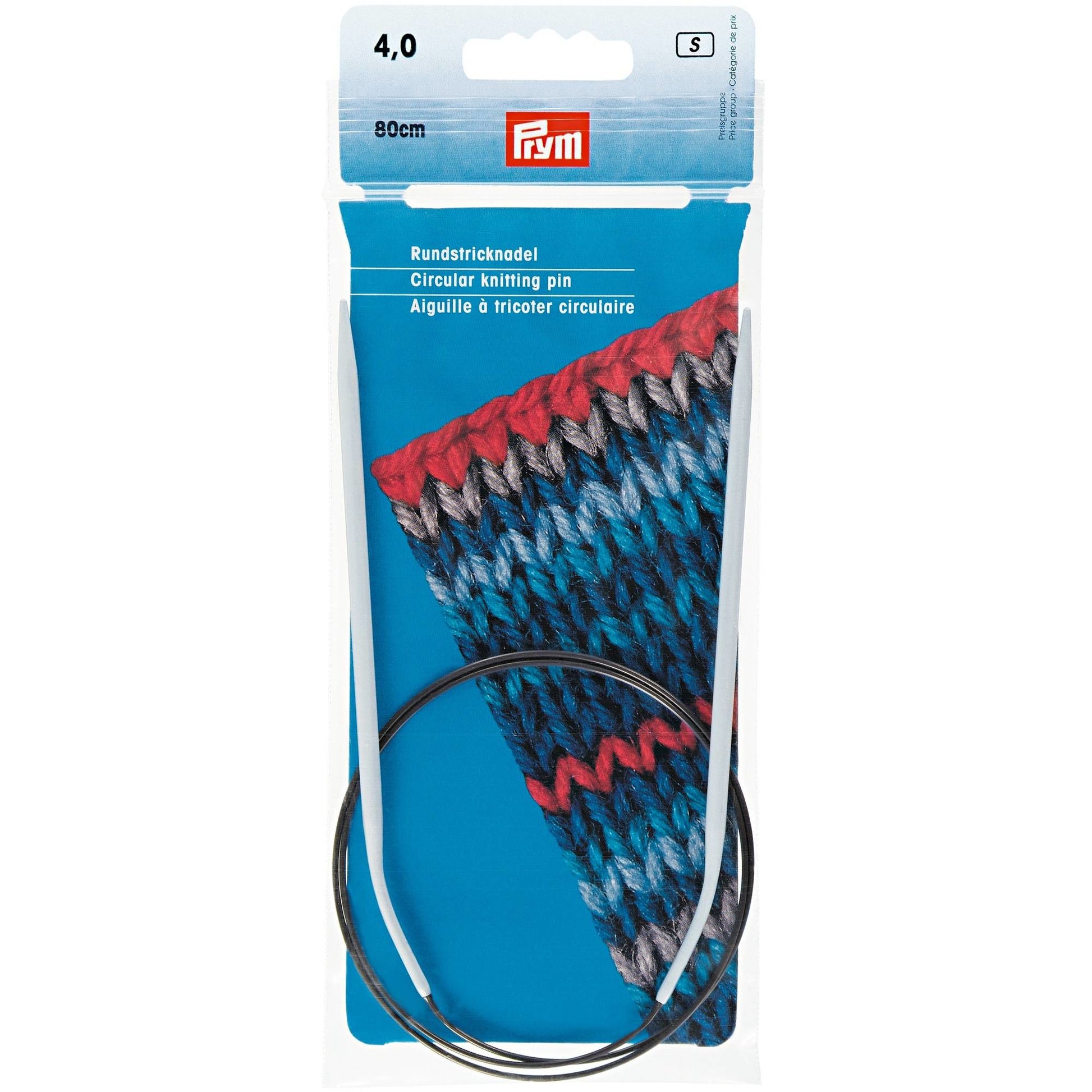 Prym Rundstricknadel 4 mm – 80 cm, Aluminium, Grau