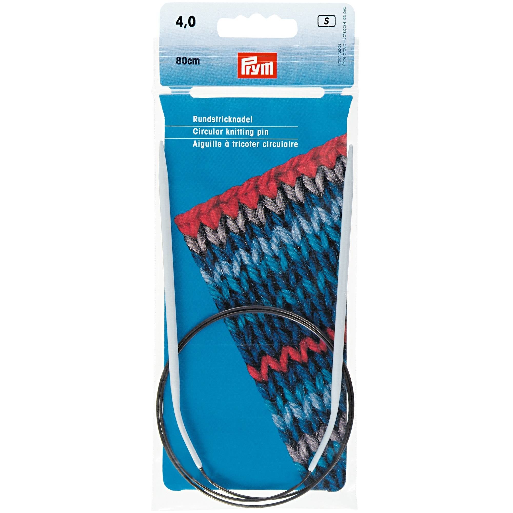 Prym Rundstricknadel 4 mm – 80 cm, Aluminium, Grau