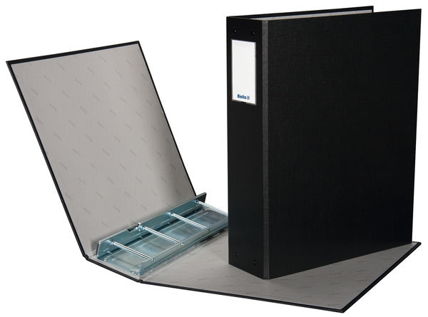 Biella Ringbuch Tixor – A4 Hochformat – 4-Ring Stiftmechanik, Rücken 80 mm – Schwarz, Karton, FSC