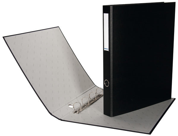 Biella Ringbuch Plasti-Quatro – A3 Hochformat – 4-Ring Bügelmechanik, Ø 35 mm – Schwarz, mit Griffloch, FSC