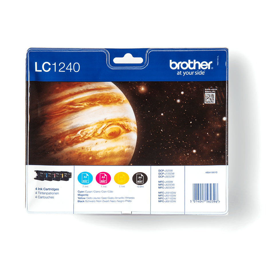 Brother Tintenpatronen-Multipack LC-1240VALBP, CMYK, 4er-Pack – für DCP-J925DW, DCP-J525W, DCP-J725DW und andere