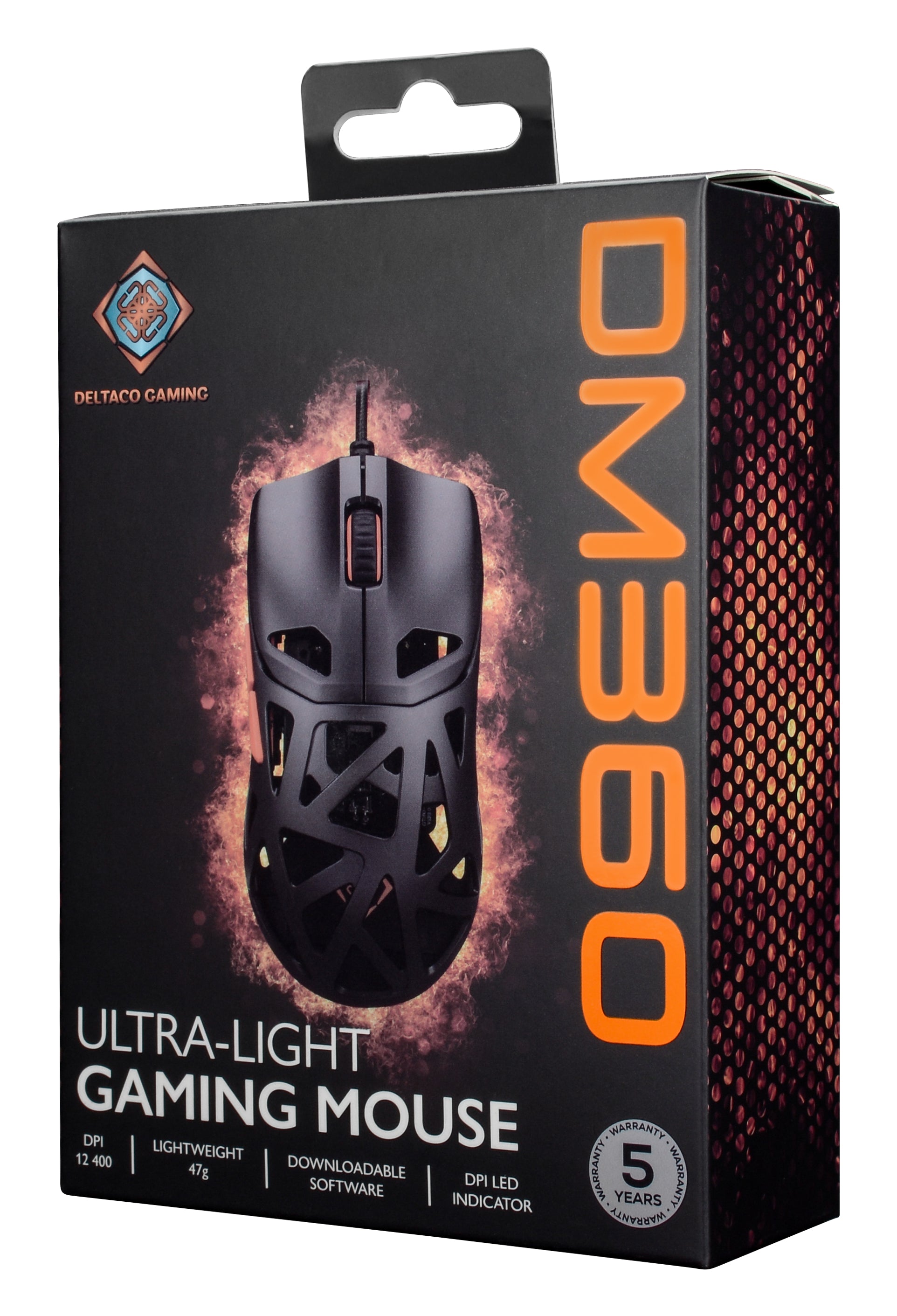 Deltaco Gaming GAM-187 – Gaming-Maus – Kabelgebunden (USB-A), 12400 DPI, RGB-Beleuchtung, beidhändig, Schwarz