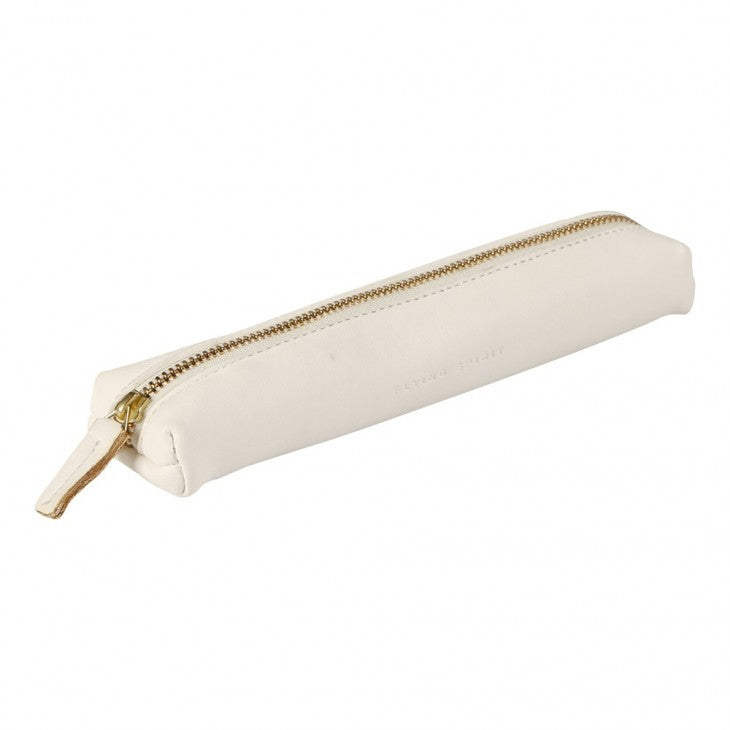Clairefontaine Flying Spirit Schlamperetui, leer – weiss – Leder – 19 × 3 × 5 cm