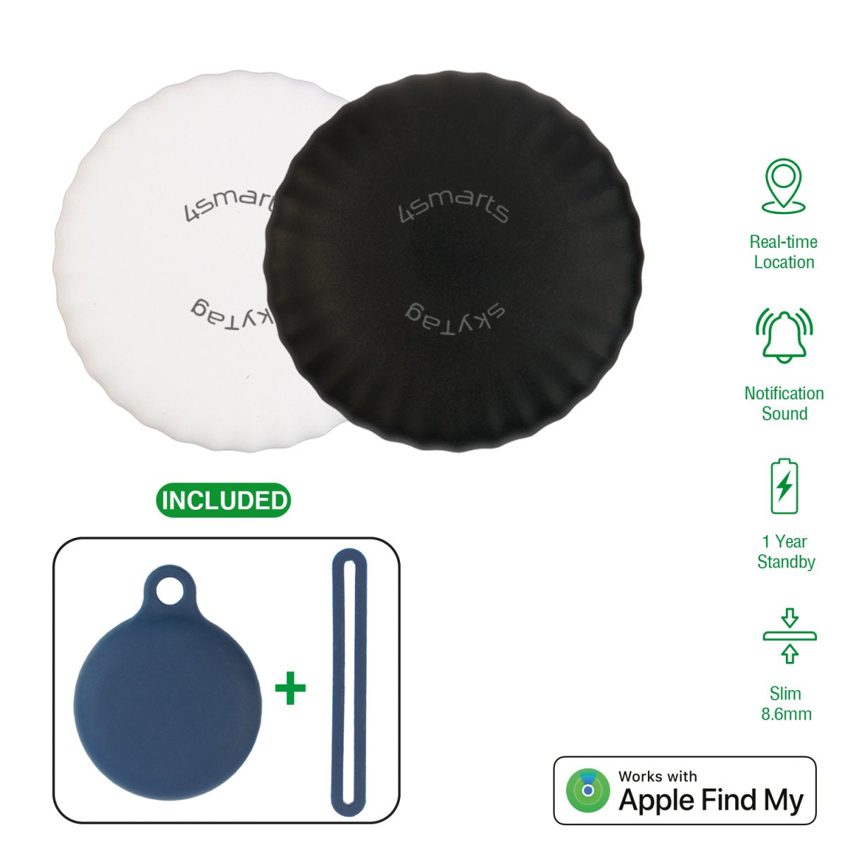 4smarts Halterung – für Apple Find My-App, 32 × 32 × 9 mm, mehrfarbig, 2er-Pack