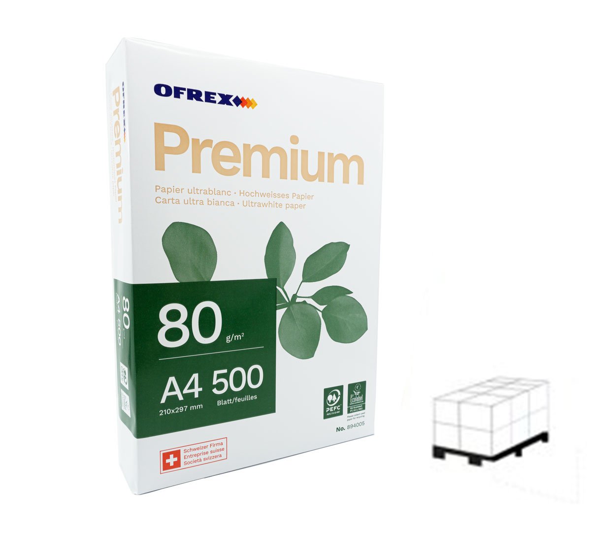 Ofrex Premium Paper Kopierpapier Hochweiss – A4, 80 g/m², 25'000 Blatt