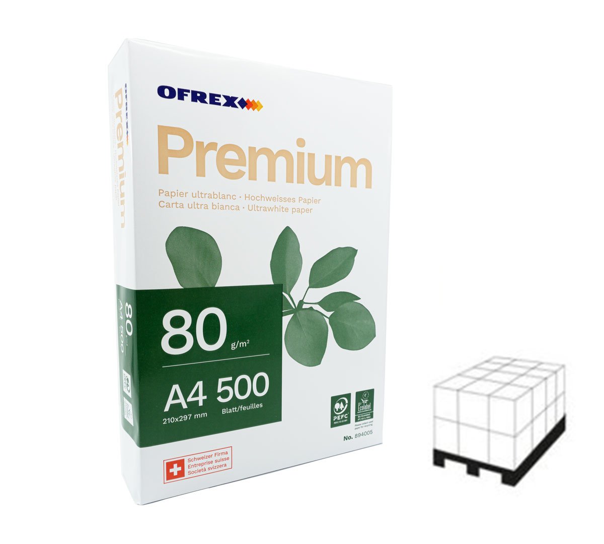 Ofrex Kopierpapier Hochweiss – A4, 80 g/m², 50'000 Blatt