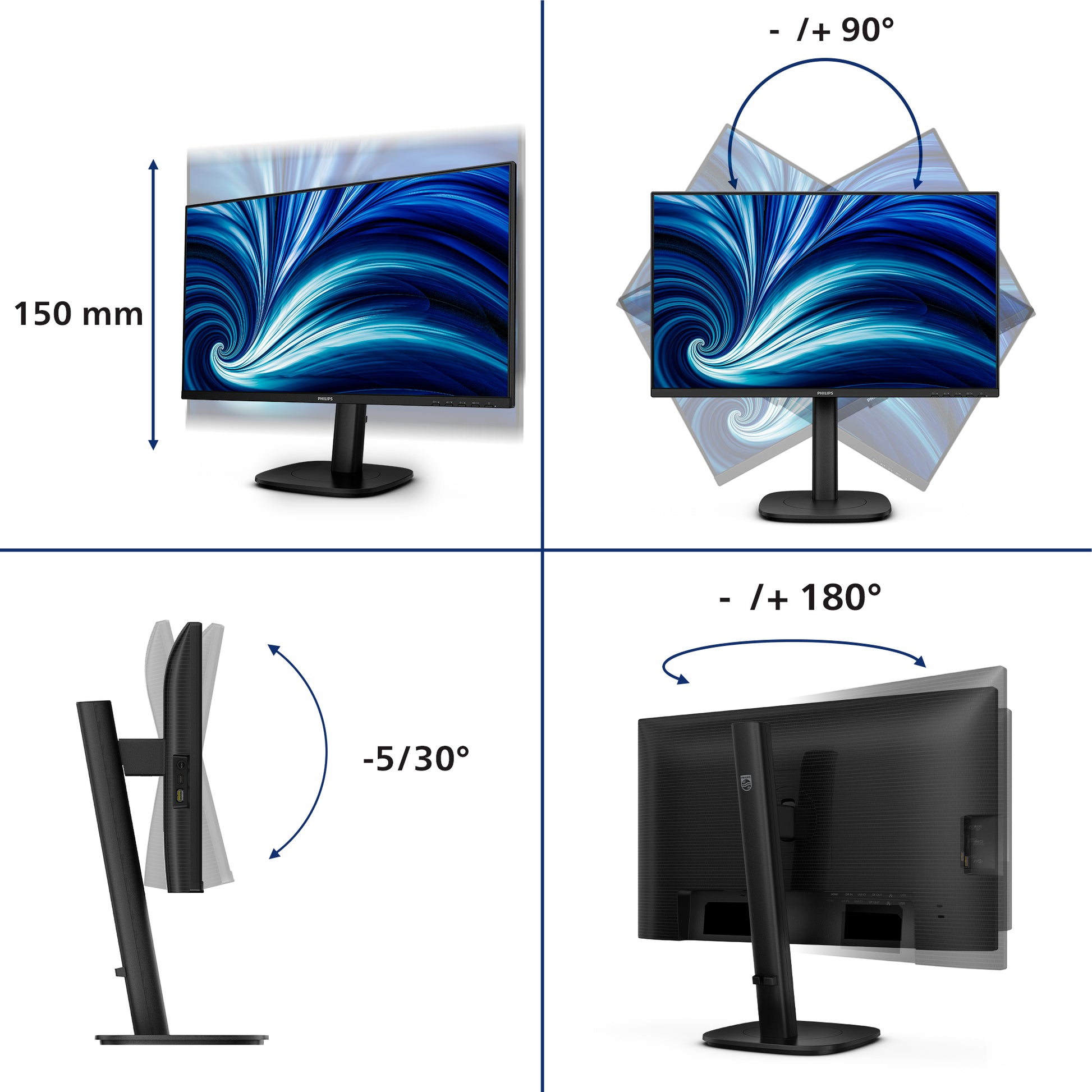 Philips 24B2U3601/00 – 23,8" 2560 × 1440 (WQHD) IPS 120 Hz USB-C 90 W LAN