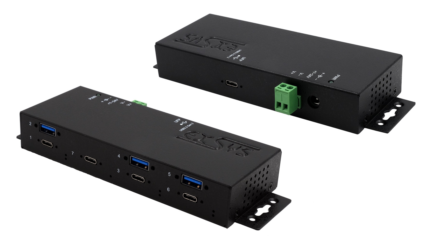 EXSYS EX-1237HMVS USB-Hub – 4× USB-C (10 Gbit/s), 3× USB-A