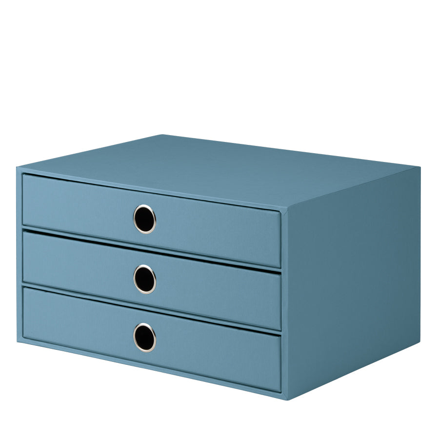 Rössler Schubladenelement – 3 Schubladen, für A4, Blau, Karton, B 343 × H 185 × T 250 mm