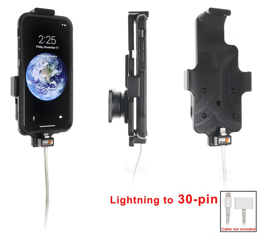 Brodit Auto-Halterung – Schraubbefestigung, bis 78 mm, für iPhone X, iPhone Xs, Schwarz