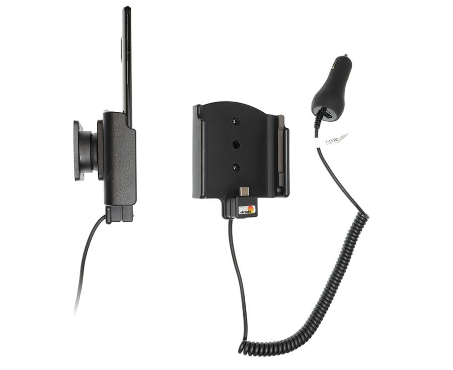 Brodit Auto-Halterung, Clip-Montage, 360° drehbar, mit Zigarettenanzünder & USB-A – für Handy – Schwarz