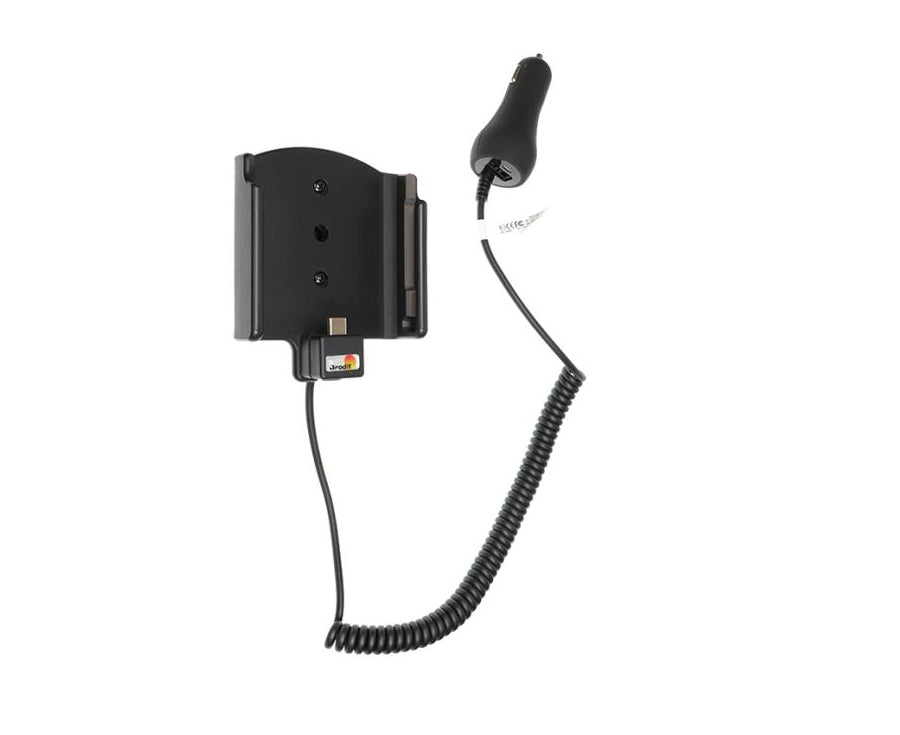Brodit Auto-Halterung, Clip-Montage, 360° drehbar, mit Zigarettenanzünder & USB-A – für Handy – Schwarz