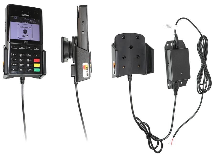 Brodit 713044 – Payment-Halterung, mit Ladegerät 10–30 V DC, für Ingenico iSMP4