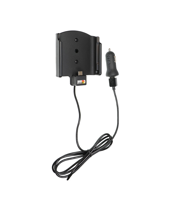 Brodit Auto-Halterung, Clip-Montage, Zigarettenanzünder & USB, 360° drehbar – für Smartphones – Schwarz
