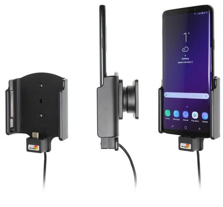 Brodit Auto-Halterung, Lüftung, 360° drehbar, mit 2 A Ladegerät (12/24 V) – für Samsung Galaxy S9+ – Schwarz