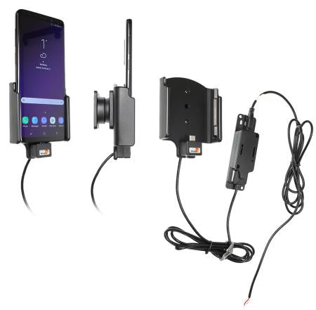 Brodit Auto-Halterung, Lüftung, 360° drehbar, mit 2 A Ladegerät (12/24 V) – für Samsung Galaxy S9+ – Schwarz