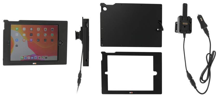 Brodit Fahrzeug-Dock für iPad 10,2" (7.–9. Gen.) – Eingebautes Ladegerät, 12/24 V – Schwarz