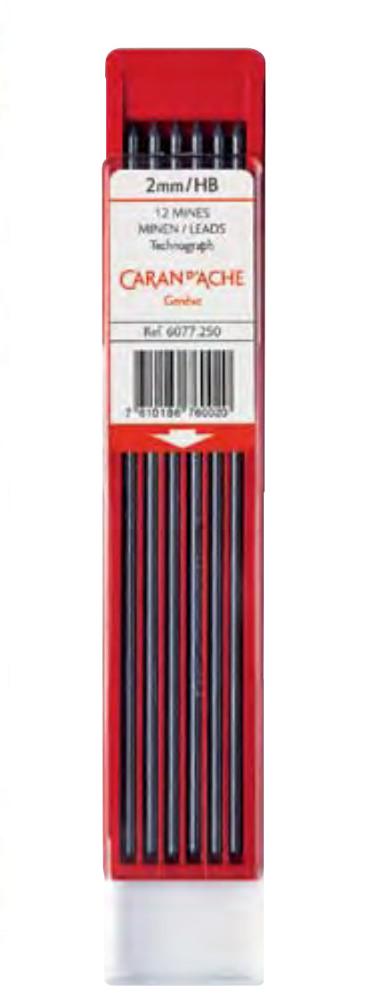Caran d-Ache Caran d'Ache Bleistiftminen Technograph für FIXPENCIL 2, 22, 882 + 1 weitere – Graphit, 2 mm, HB, 12 Stk.