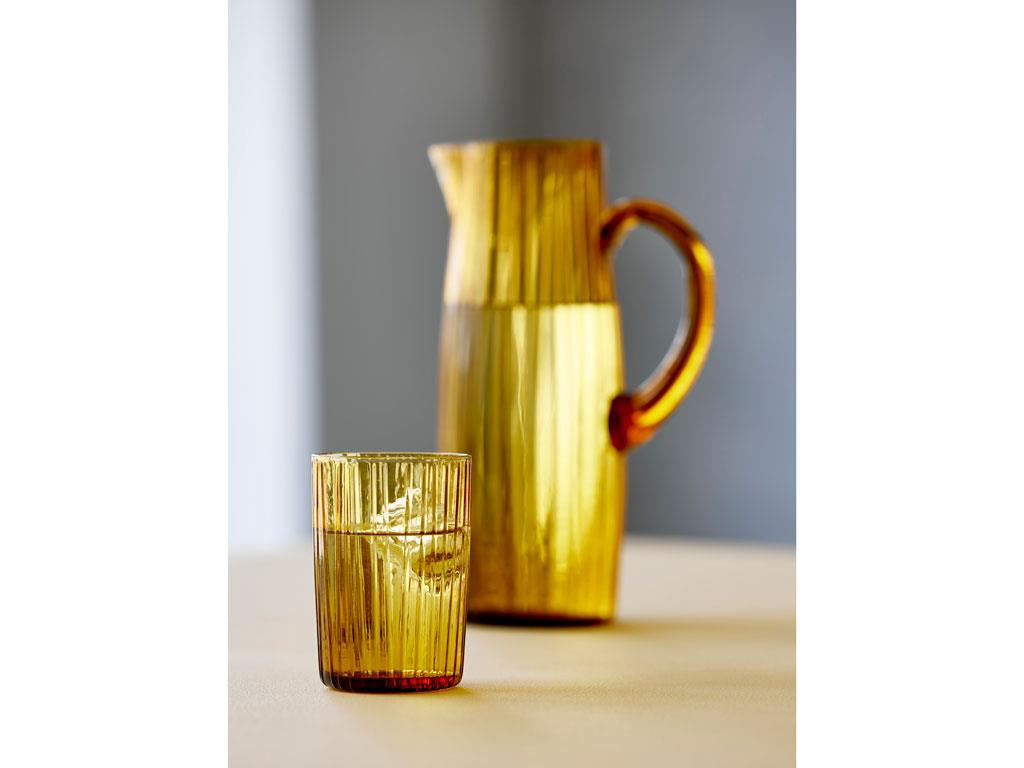 BITZ Krug Kusintha – 1,2 l, Ø 9,6 cm, H 25,0 cm, Glas, Bernstein, spülmaschinenfest, mikrowellengeeignet