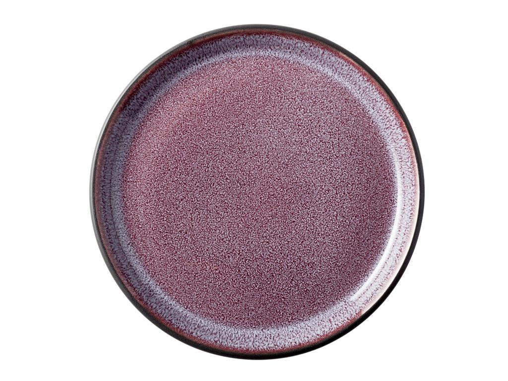 BITZ Frühstücks- & Dessertteller – 6er Set, Ø 17 cm, Steinzeug, Schwarz/Violett, spülmaschinenfest