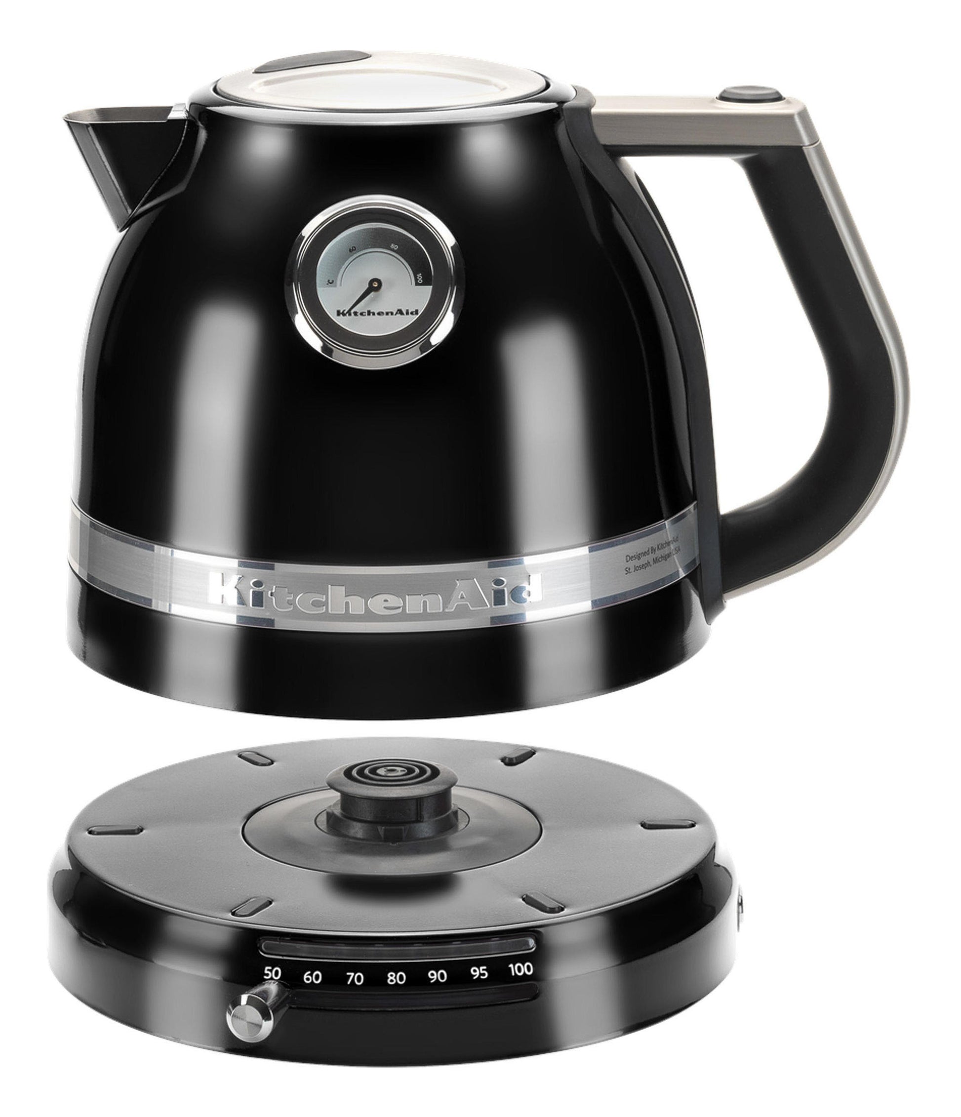 KitchenAid Wasserkocher – 1,5 l, mit Temperaturwahl, Edelstahl/Aluminium, Schwarz, 5KEK1522EOB