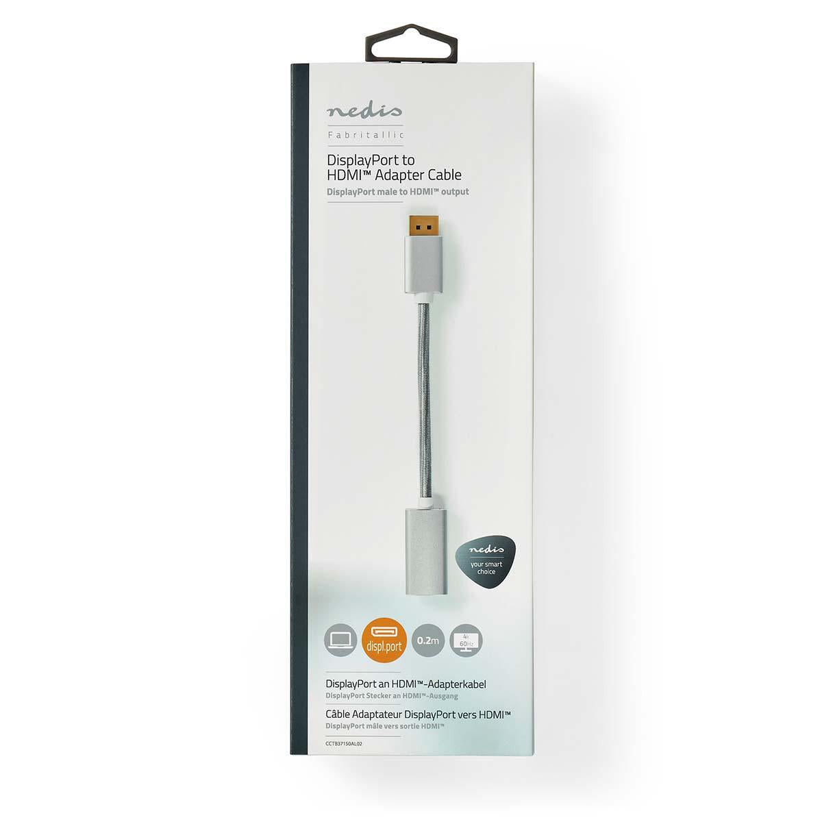 Nedis DisplayPort zu DVI-D Adapter – 1920 × 1080 @ 60 Hz, DisplayPort 1.2, 0,2 m, passiv, silber