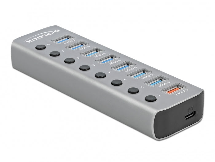 DeLOCK USB-Hub – USB 3.0, 7× USB-A, 1× USB-C PD