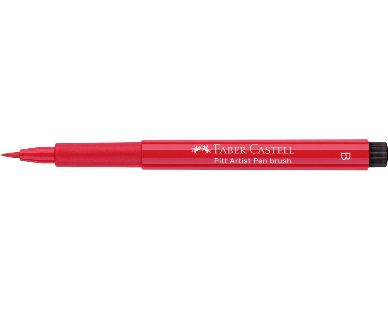 Faber-Castell Pitt Artist Pen Brush Pinselstift – 2,5 mm, pigmentiert, wasserfest, helles Geraniumrot