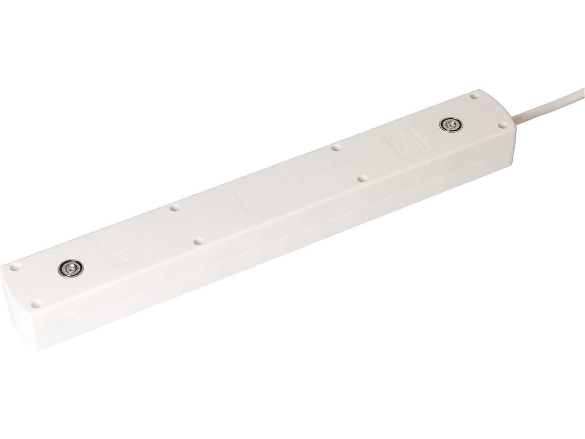 Max Hauri AG Max Hauri SAFETY-LINE Steckdosenleiste, 5×T13, 1×USB‑A + 1×USB‑C, mit Schalter, 2 m, Überstromschutz – Weiss