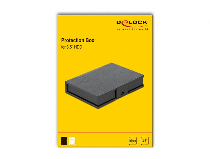 DeLOCK Schutzbox für 3,5" HDD/SSD – 1 Disk, Kunststoff, 112 × 162 × 31 mm, Schwarz