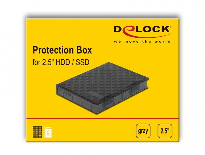 Delock Schutzbox für 2,5" HDD/SSD – Grau, Kunststoff