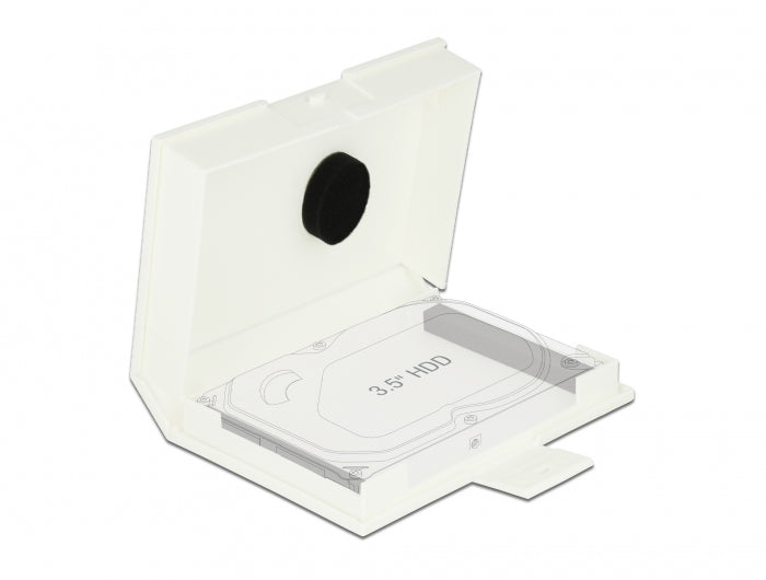 DeLOCK HDD-Koffer/Box – 1× HDD 3,5", Kunststoff, 112 × 162 × 31 mm, Weiss