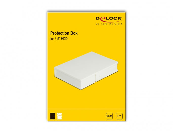 DeLOCK HDD-Koffer/Box – 1× HDD 3,5", Kunststoff, 112 × 162 × 31 mm, Weiss