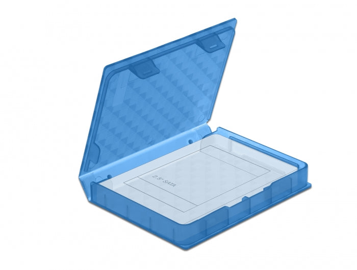 DeLOCK Schutzbox für 2,5" HDD/SSD – 1× HDD, Kunststoff, 80 × 105 × 15 mm, Blau