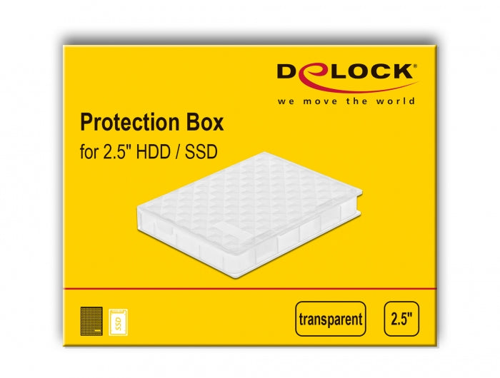 DeLOCK Schutzbox – 1× 2,5" HDD, Kunststoff, 80 × 105 × 15 mm, Transparent