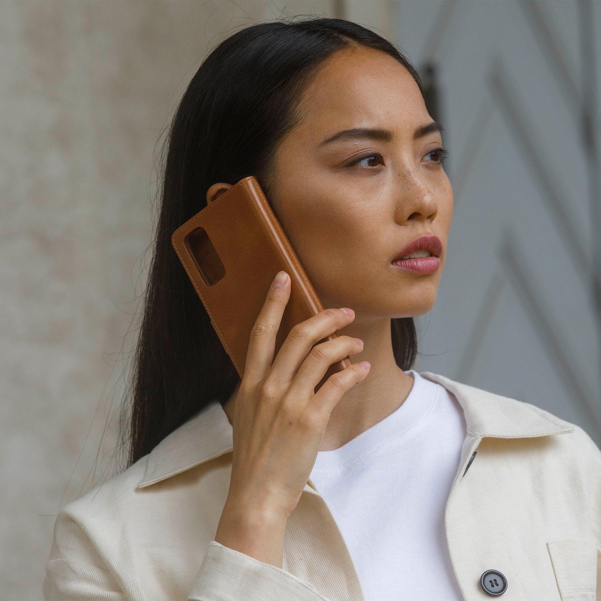 dbramante1928 Lynge Wallethülle – für Samsung Galaxy A53, 3 Kartenfächer, Leder, Beige