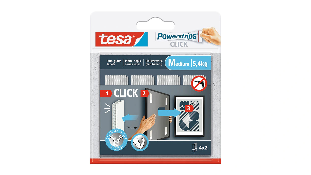TESA Montagepad – 20 × 80 mm, weiss, bis 5,4 kg, 8 Stk.